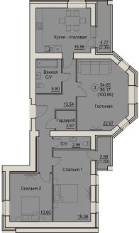 планировка квартиры 100 м2
